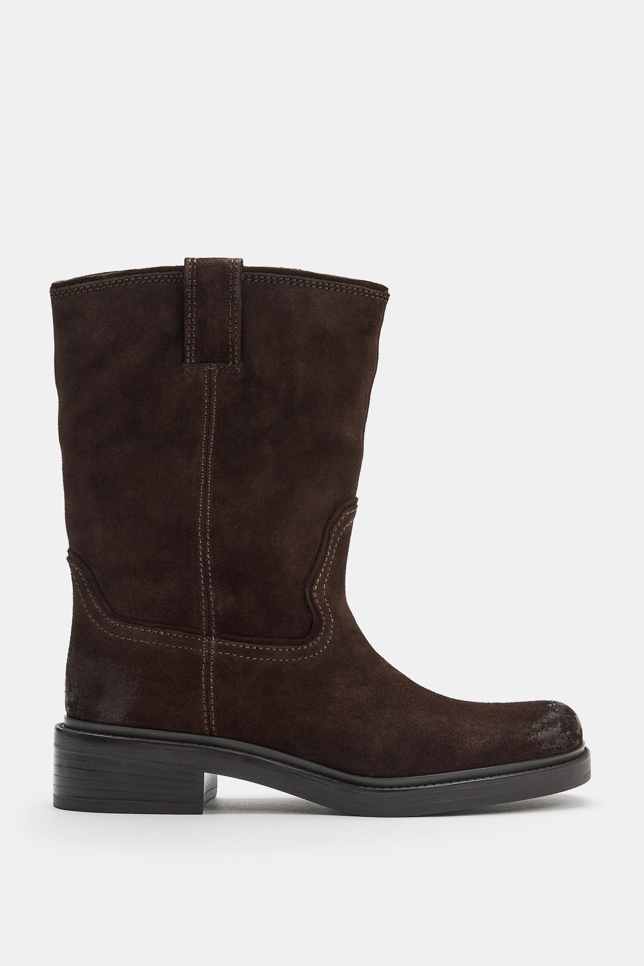 BOTTINES EN CROÛTE DE CUIR